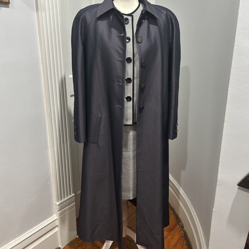 Vintage Lily & Taylor Light Wt 8 Trench Coat Iridescent Blue Classy Lined Jacket - Picture 16 of 16